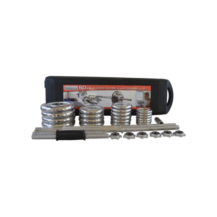 Gainmotion 50kg Chrome Dumbbell & Barbell Set – Adjustable Weights with Carry Case