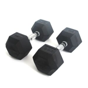 Gainmotion Fixed Hex Rubber Dumbbells – 12.5kg Pair (Black)