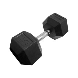 Gainmotion Fixed Hex Rubber Dumbbells – 25kg Pair (Black)