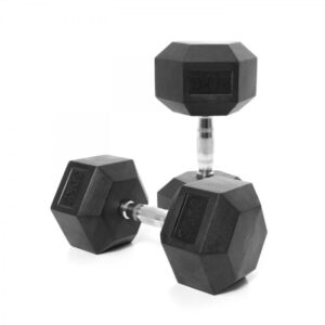 Gainmotion Fixed Hex Rubber Dumbbells – 30kg Pair (Black)