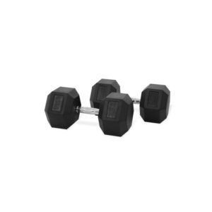Gainmotion Fixed Hex Rubber Dumbbells – 35kg Pair (Black)