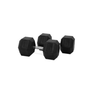 Gainmotion Fixed Hex Rubber Dumbbells – 45kg Pair (Black)