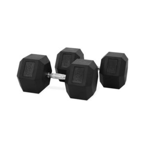 Gainmotion Fixed Hex Rubber Dumbbells – 50kg Pair (Black)